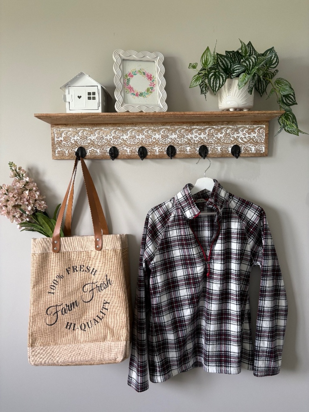 Plaid Quarter-Zip Fleece Pullover